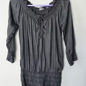 Black Peasant Style Boho Top In Size Small. Dark Coquette, Romance